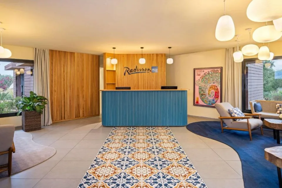 Radisson Taghazout hotel bathroom with interior lighting